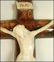 Large Crucifix French Majolica ca 1910