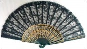 French Hand Fan Tulle Lace Golden Wood 1870