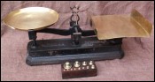 French Brass Cast Iron Bakery Scales & Weights 1900