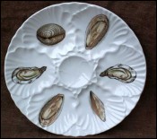 Vintage French Porcelain Oyster Plate Shellfish 1970