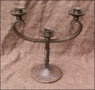 French Country Wrought Iron Candelabra Candle Holder 3 Light