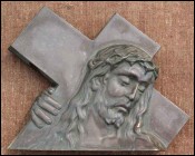 Head of Christ with Cross Solid Bronze 1900