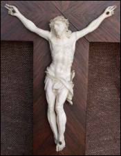 French Ivory Corpus Christ Rosewood Crucifix 1870