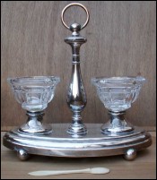 Salt & Pepper Crystal Silver Plated Stand