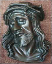 French Solid Bronze Head of Christ 1940