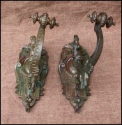 Pair of French Gothic Bronze Curtain Tideback Holdback 1850