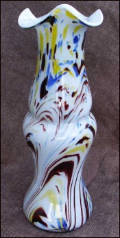 Large Clichy Pantin French Opaline Multicolored Sandwich Glass Vase 1930