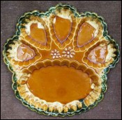 French Majolica Scalloped Salad Grill Oyster Plate 60's