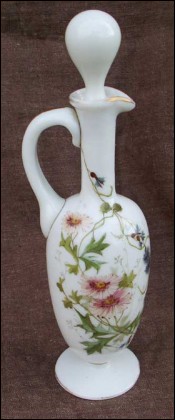 Milk Opaline Flowered Enameled Gilt Ewer 19th Century