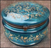 Trinket Blue Glass Box Gilt Enamel Bohemian Moser 1880