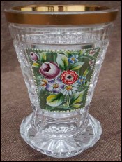 Bohemian Goblet Enameled Cut Gilt Crystal Vase 19th Century