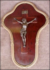 French Solid Bronze Gilt Christ Mahogany Crucifix 1925