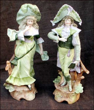 Huge Pair German Porcelain Figures 19th Century