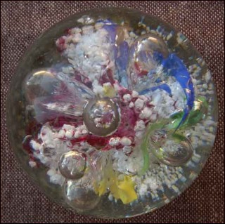 Italian Art Glass Magnum Paperweight Bubble Multicolor Murano 1920