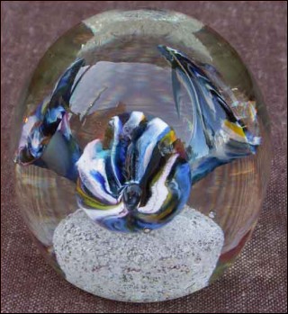 Venetian Art Crystal Glass Magnum Paperweight Trompet Flowers Seguso 1960