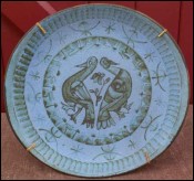 Plate Stoneware Couple Doves Danuta le Henaff no Quimper