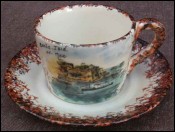 French Majolica Breakfact Cup Saucer Belle Isle no Quimper 1970