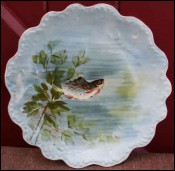 Scalopped Decorative Plate Trout Limoges France 1900