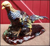 Large Golden Pheasant French Majolica Jaget 1940 Art Deco