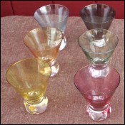 Six Iridescent Colored Glass Vannes le Chatel Art Deco 1930