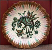 Scalloped Decorative Plate Cashmere Bird M Fouillen Quimper 1960