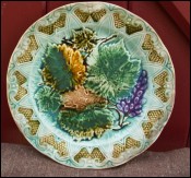 Bunch Vine Leaves French Decorative Plate Sarreguemines 1890