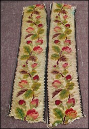 2 French Needlepoint Strips Roses Garland Tapestry 1900