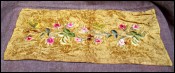 French Roses Silk Embroidered on Golden Silk Velvet 1900
