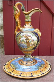 Revival Large Ewer Tray Cherubs Nevers Montagnon 1900