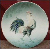 French Art Nouveau Decorative Plate Rooster St Amand 1900