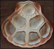 French Majolica Oyster Plate Salins 1960