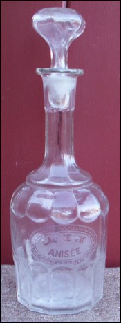 Bottle Glass Aniseed brandy Engraved Mid 19th Century