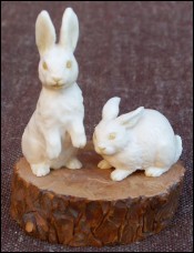 Rabbits Carved Figure Ivory German School