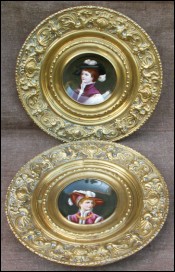 Pair German Porcelain Portrait Cabinet Plate 1890