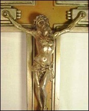 Crucifix Lourdes Pectoral Cross Silvered Spelter