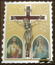 Crucifix Crystal Glass Christ Mary Joseph St Just Gobain