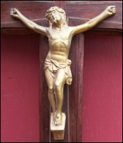 Rosewood Crucifix Gilt Spelter Bronze Christ 1920