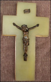 French Spelter Bronze Crucifix Onyx Cross 1900