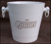 White Lacquer Aluminum Champagne Cooler Ice Bucket Carlton