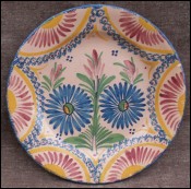 French Henriot Quimper Corbeille Flowered Plate 1930