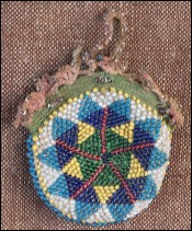 Bourse Aumônière Crochet perles verre milieu XIX siècle