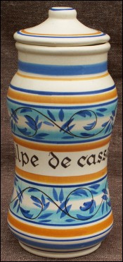 Lidded Apothicary Jar Cassia Pulp Faience Henriot Quimper 60's