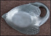 French Engraved Pewter Tidy Desk Tray Swan 1960