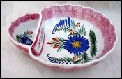 French Faience Strawberry Dish HB Quimper Locronan