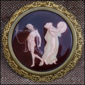 Hercules & Iole Greek Mythology Art Deco Enamel  Brooch E Bouillot