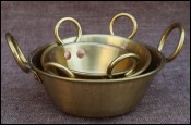 Miniature 3 Brass Basin Jam Preserving Pans Doll House Kitchen