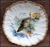Pike French Limoges Hand Painted Scalloped Plate Gilt