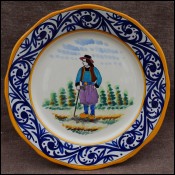HB Quimper France Little Breton Decor Riche Decorative Plate A
