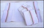 Six Unused French Linen Striped Towels Kitchen Cloths