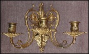 Victorian Ormolu Engraved Brass 3 Arms Sconce Early 19th C